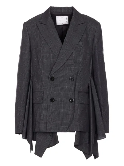 sacai blazer plisado con motivo de cuadros