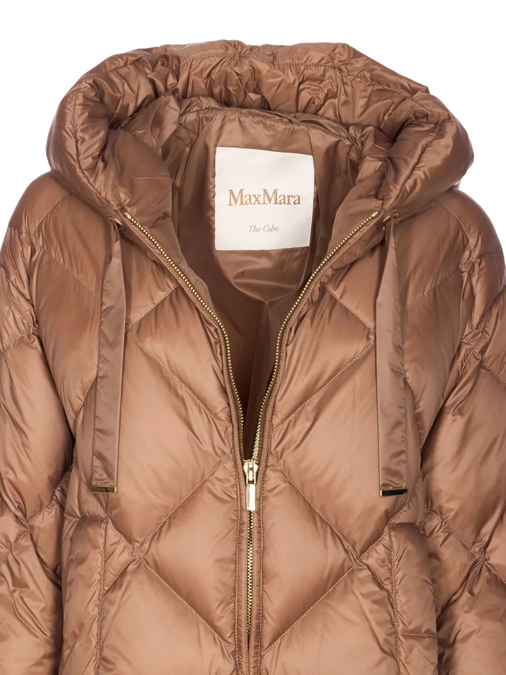 'S Max Mara Trefe gewatteerd donsjack met capuchon Bruin