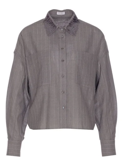 Brunello Cucinelli pinstripe sequin-collar shirt