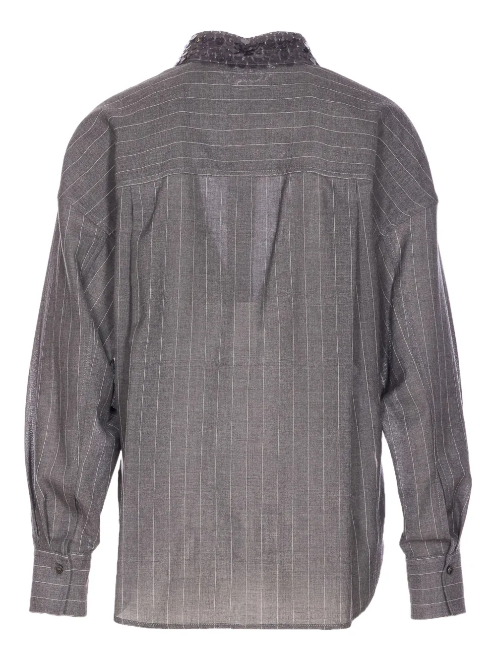 Brunello Cucinelli Blouse met pailletten en krijtstreep - Grijs