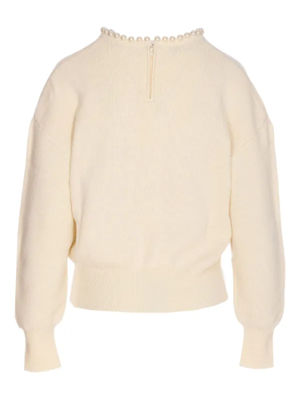 Essentiel Antwerp Maglione Con Decorazione Di Perle Bianco