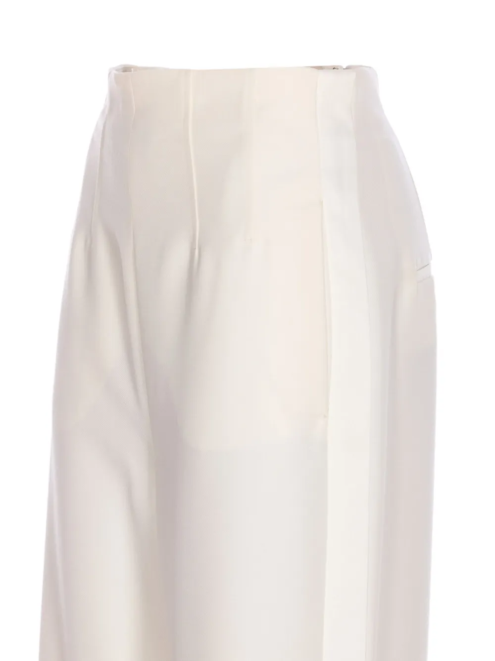 Max Mara High Waist Straight Leg Trousers With Pockets In White