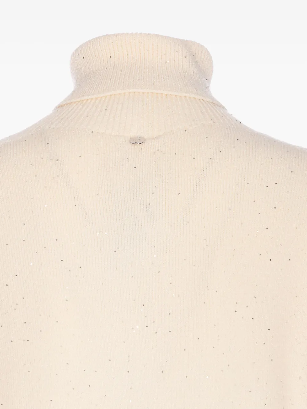 Liu •jo Turtleneck Long Sleeve Glitter Sequin Dress In Neutral