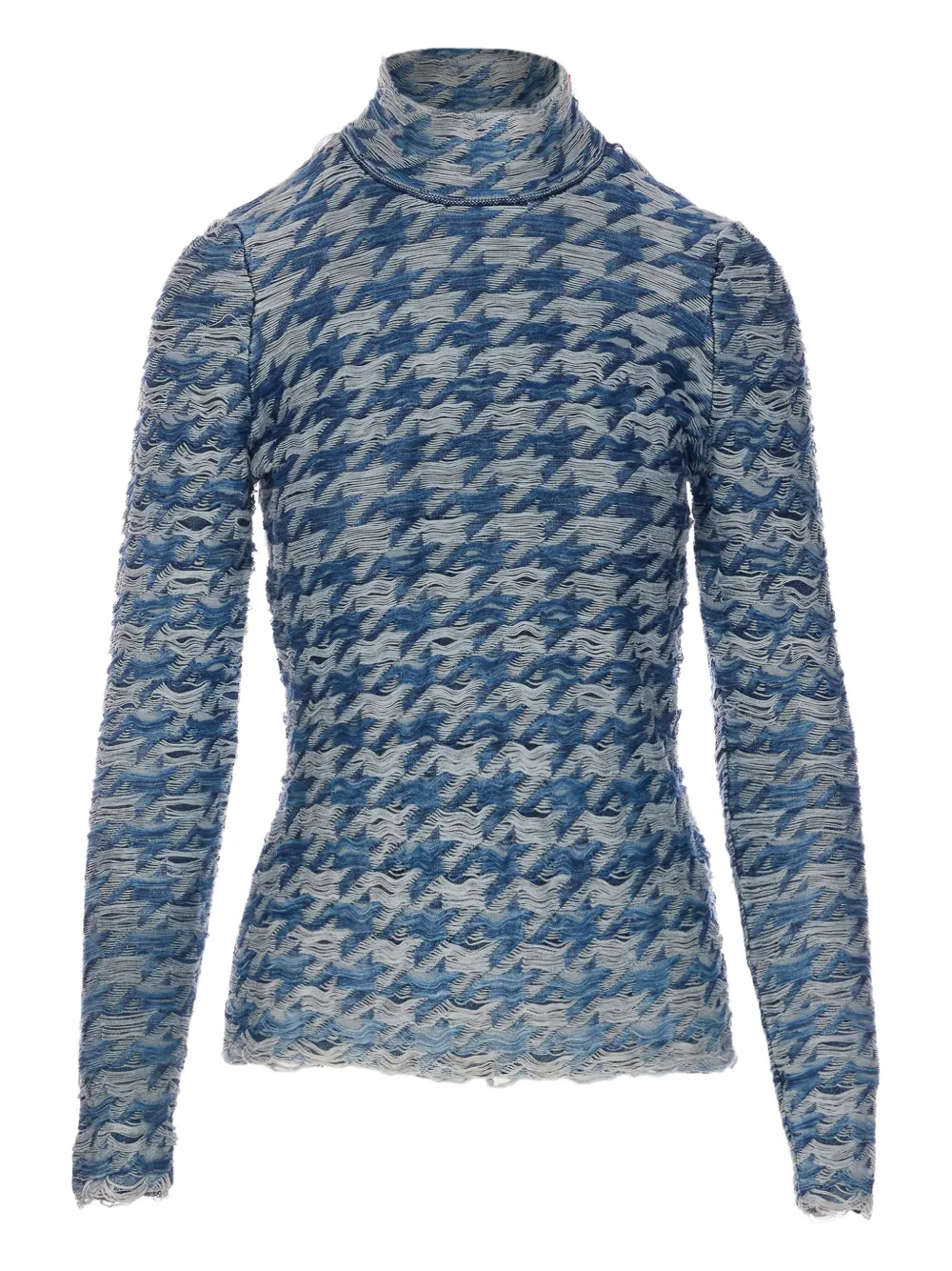 Diesel distressed houndstooth top - ブルー Diesel distressed houndstooth top - ブルー
