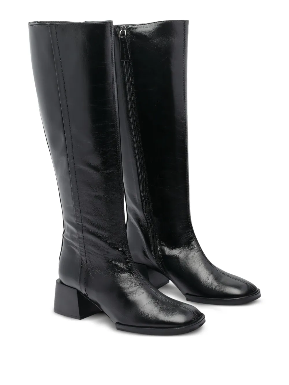POEVE 50mm leather zip-detail boots Black