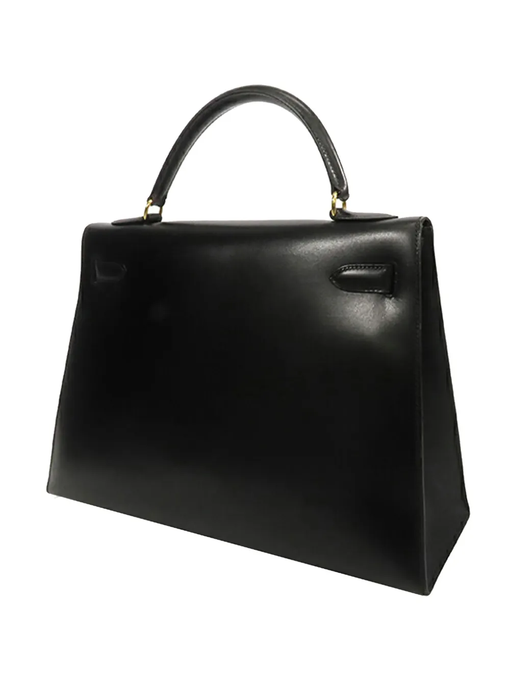 Pre-owned Hermes 1996 Box Calf Kelly Sellier 32 Satchel In Black