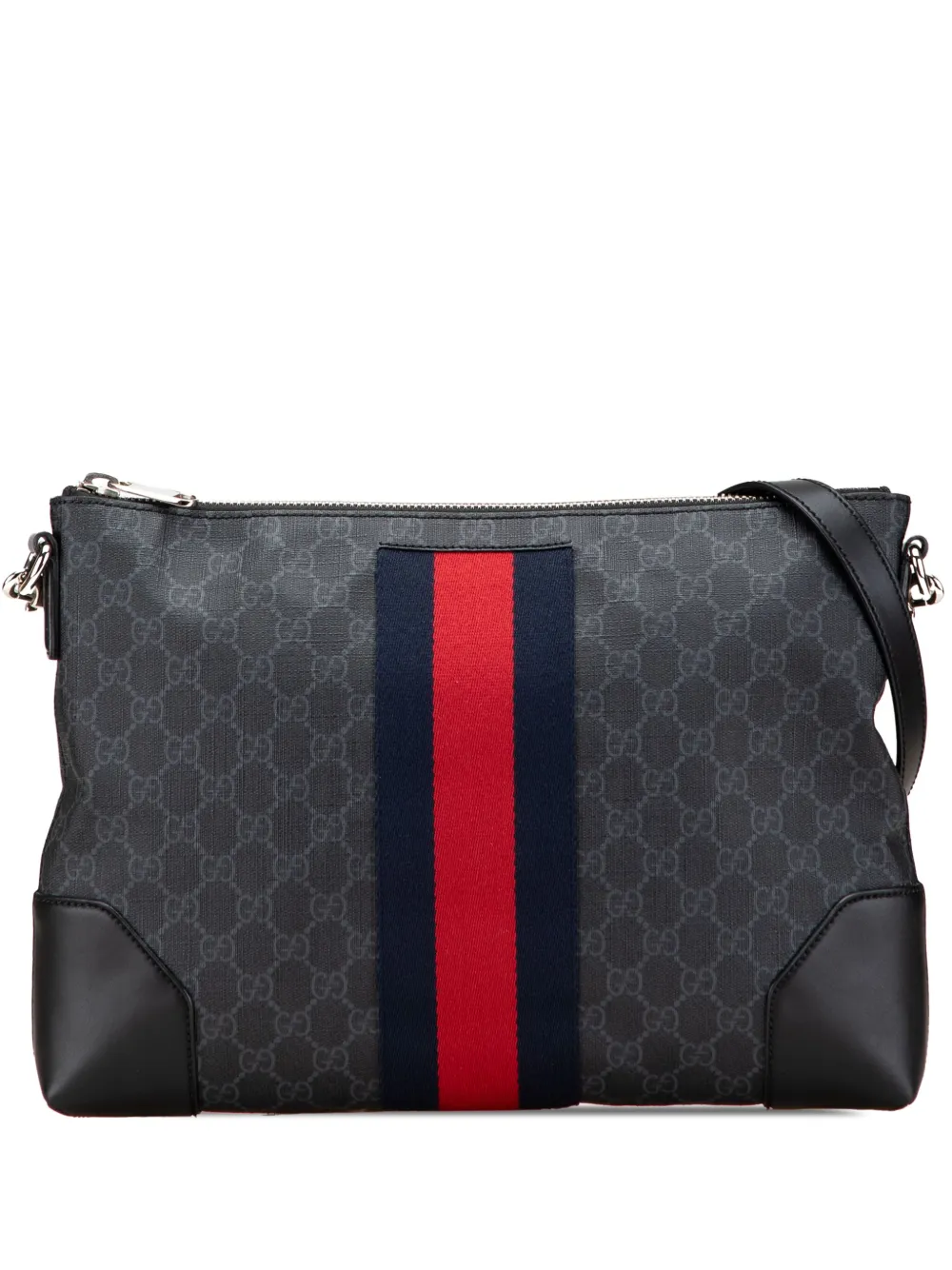 Gucci Pre-Owned 2016-2025 GG Supreme Web crossbody bag - ブラック Gucci Pre-Owned 2016-2025 GG Supreme Web crossbody bag - ブラック
