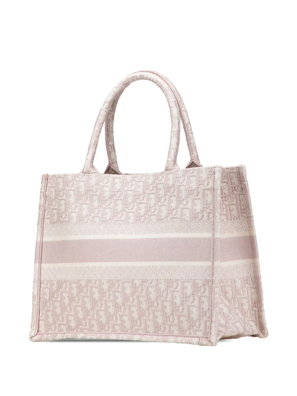 Pre-owned Dior 2021 Medium Oblique Embroidered Canvas Book Tote Bag In Pink