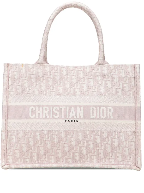 Christian Dior Pre-Owned 2021 Medium Oblique Embroidered Canvas Book Tote  Bag Pink FARFETCH PH