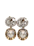 Gucci Pre-Owned 2020-2021 Gold Plated GG Marmont Crystal Drop Push Back Earrings costume earrings - White