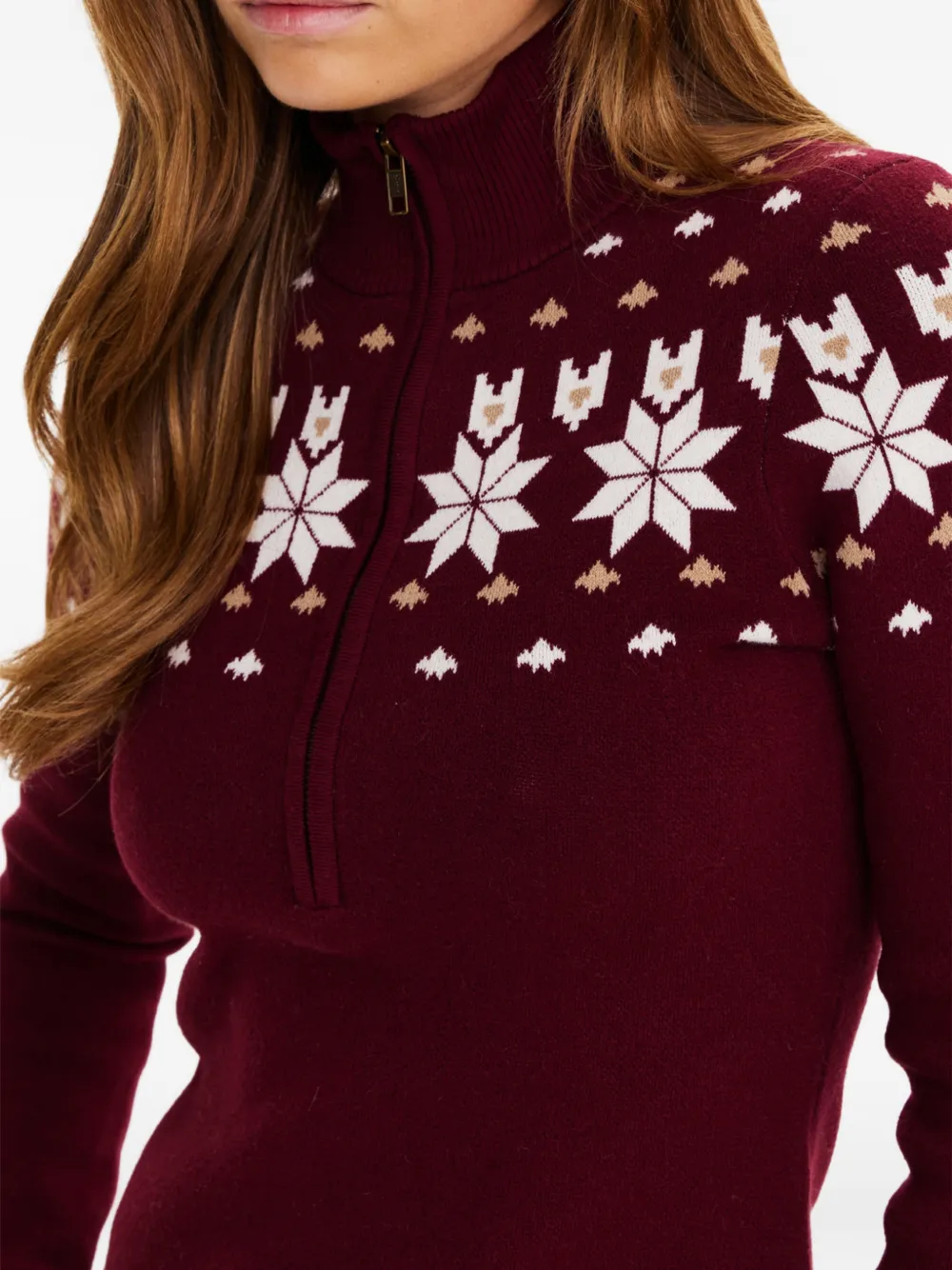 The Upside half-zip snowflake-motif sweater Rood