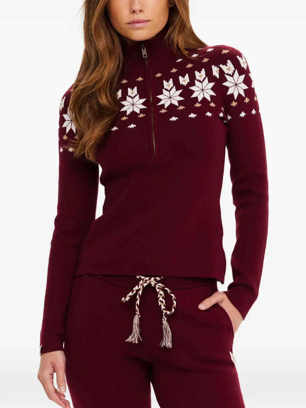 The Upside half-zip snowflake-motif sweater Rood