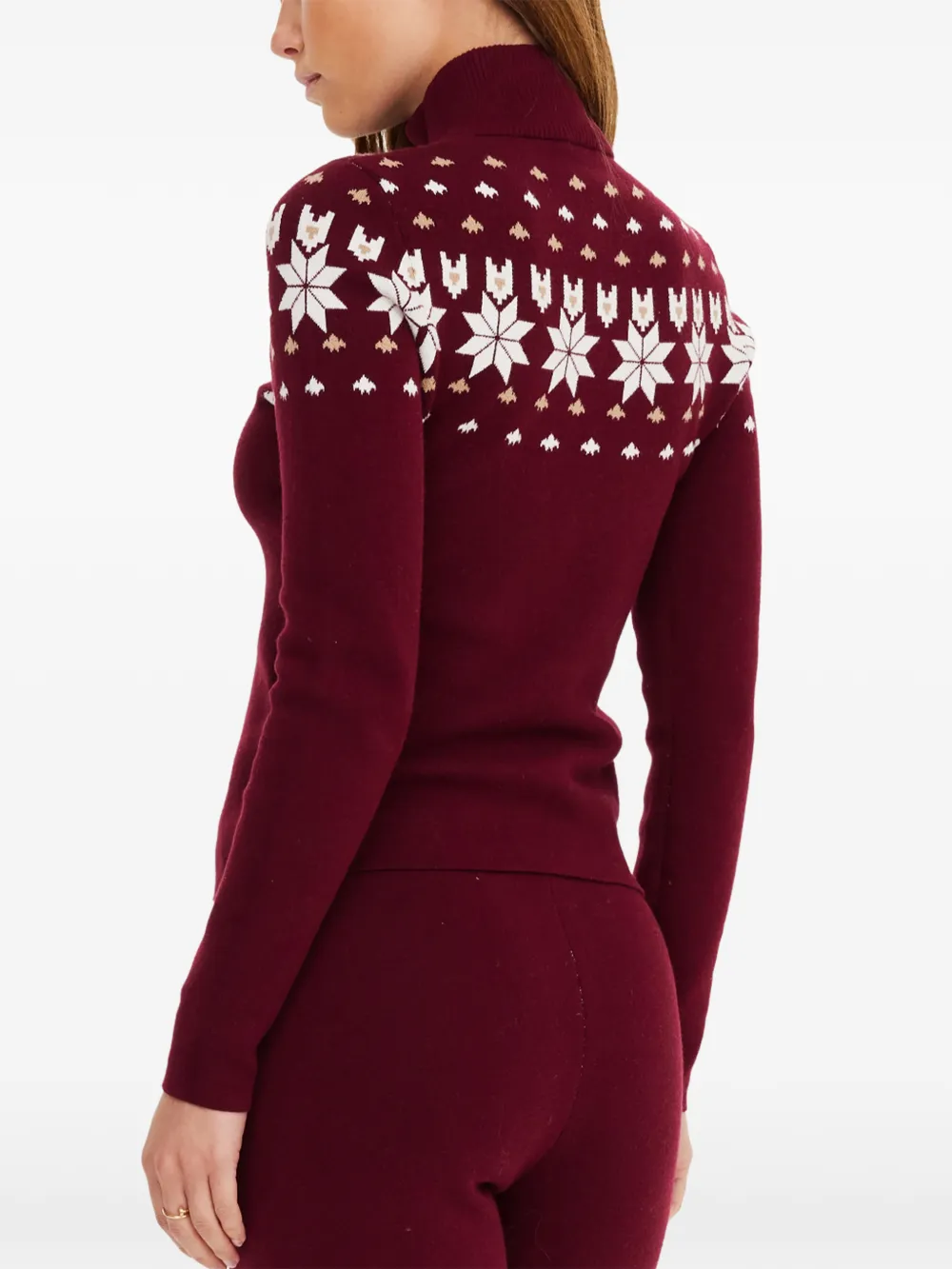 The Upside half-zip snowflake-motif sweater Rood