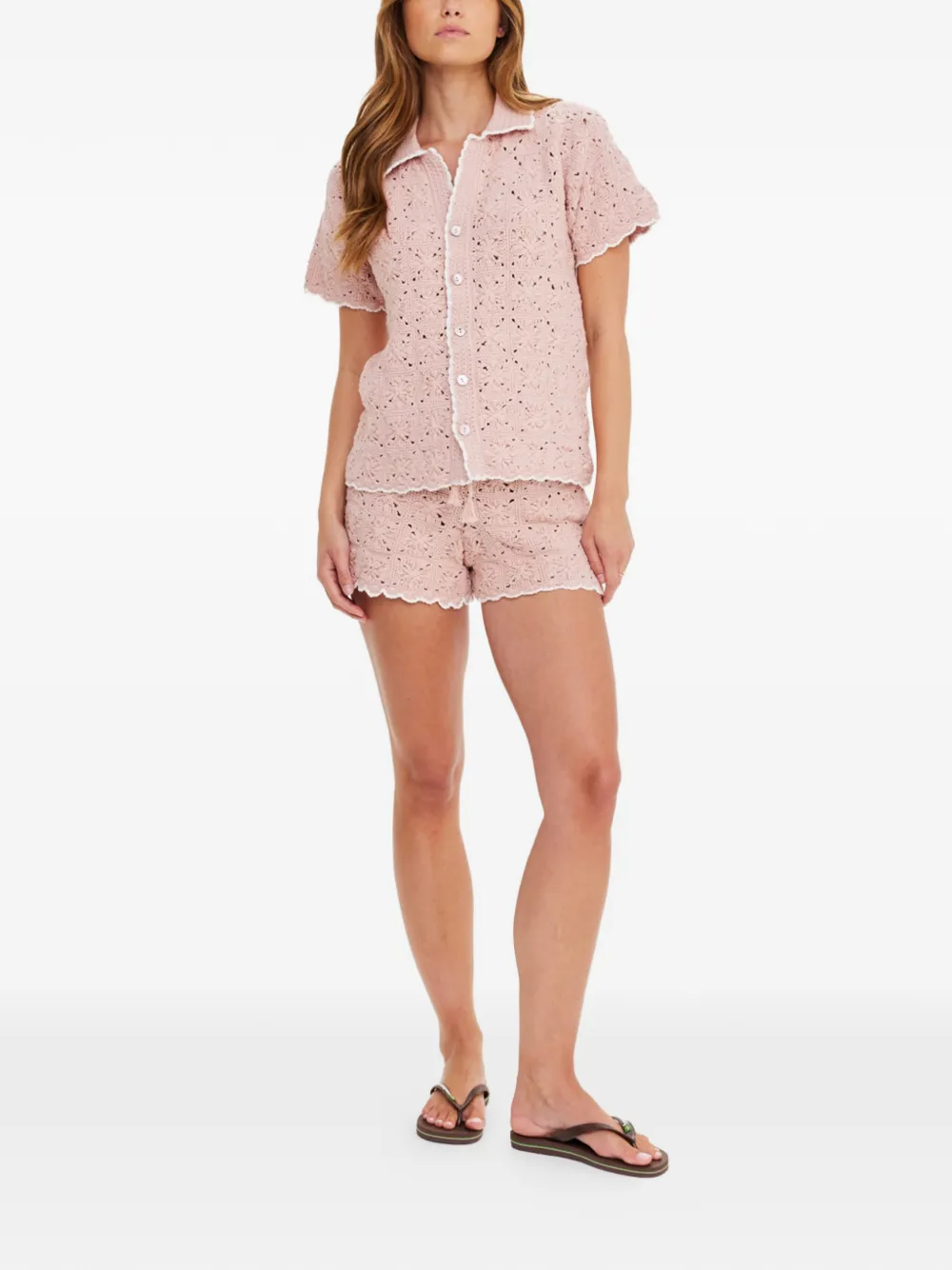 The Upside Anoki gehaakte blouse - Roze