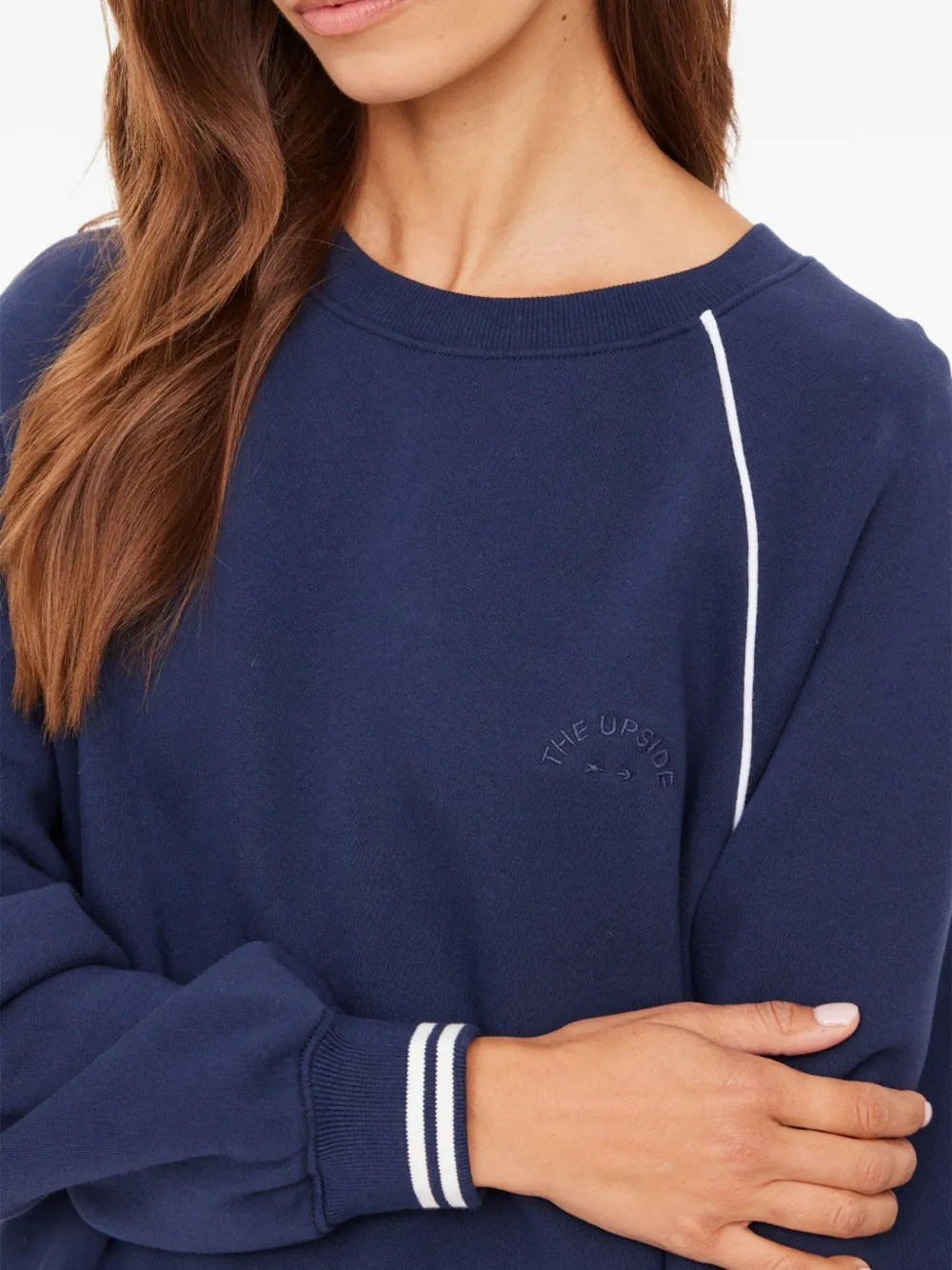 The Upside Astra Paloma sweater met gestreepte afwerking en ronde hals Blauw