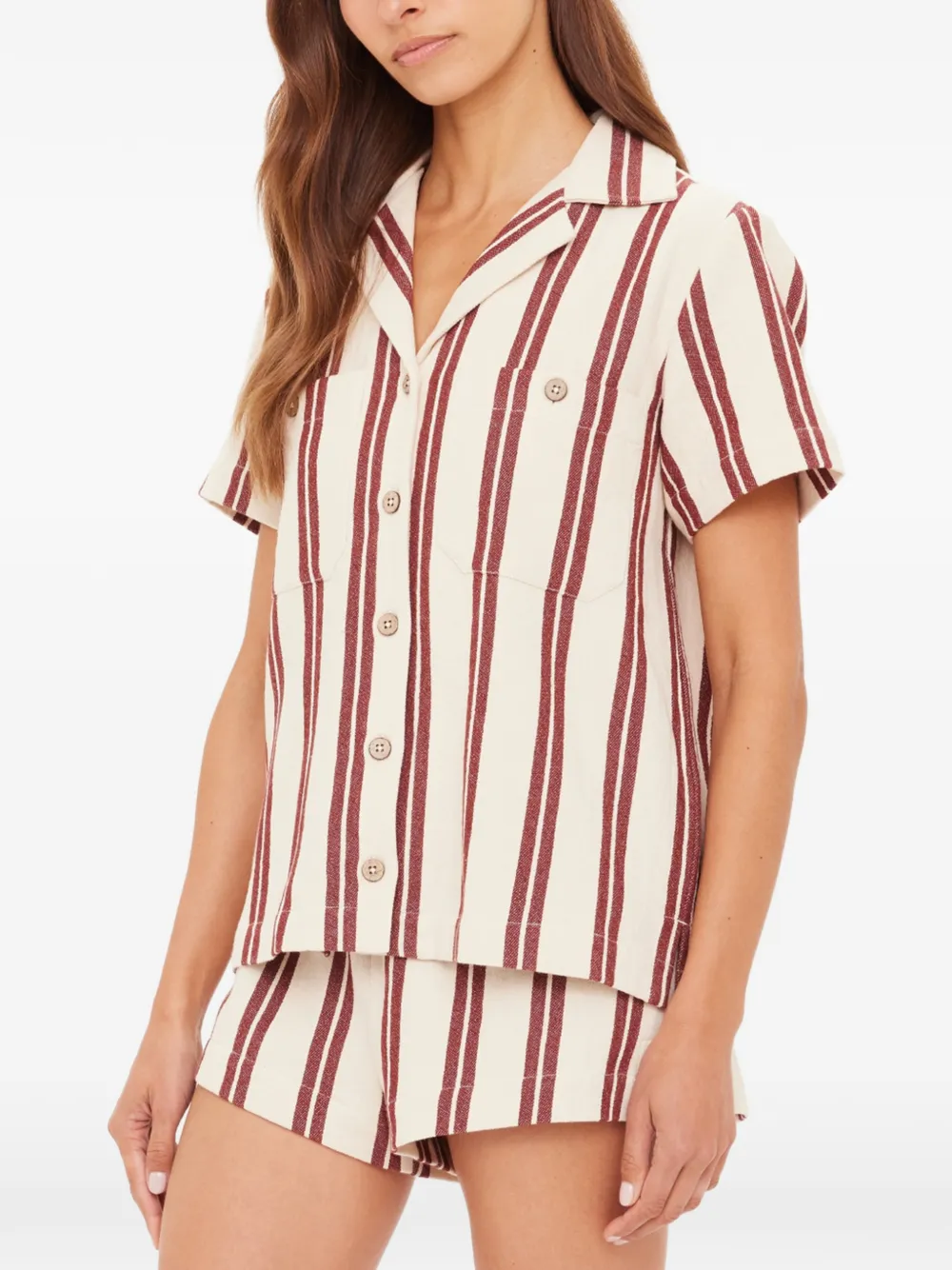 The Upside Baja Katia Striped Shirt in Neutrals, view 4