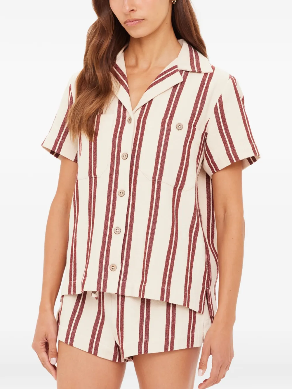 The Upside Baja Katia Striped Shirt in Neutrals, view 3