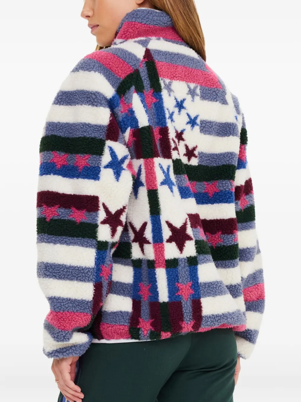 The Upside Harlow Star Striped Fleece Jacket In White