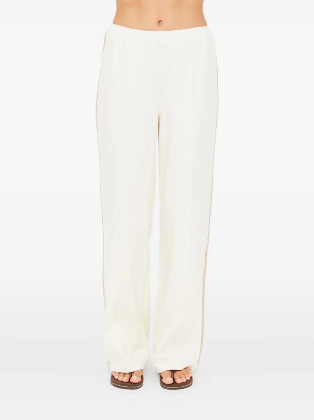 The Upside Hamsa Milou Embroidered Trousers In Neutral