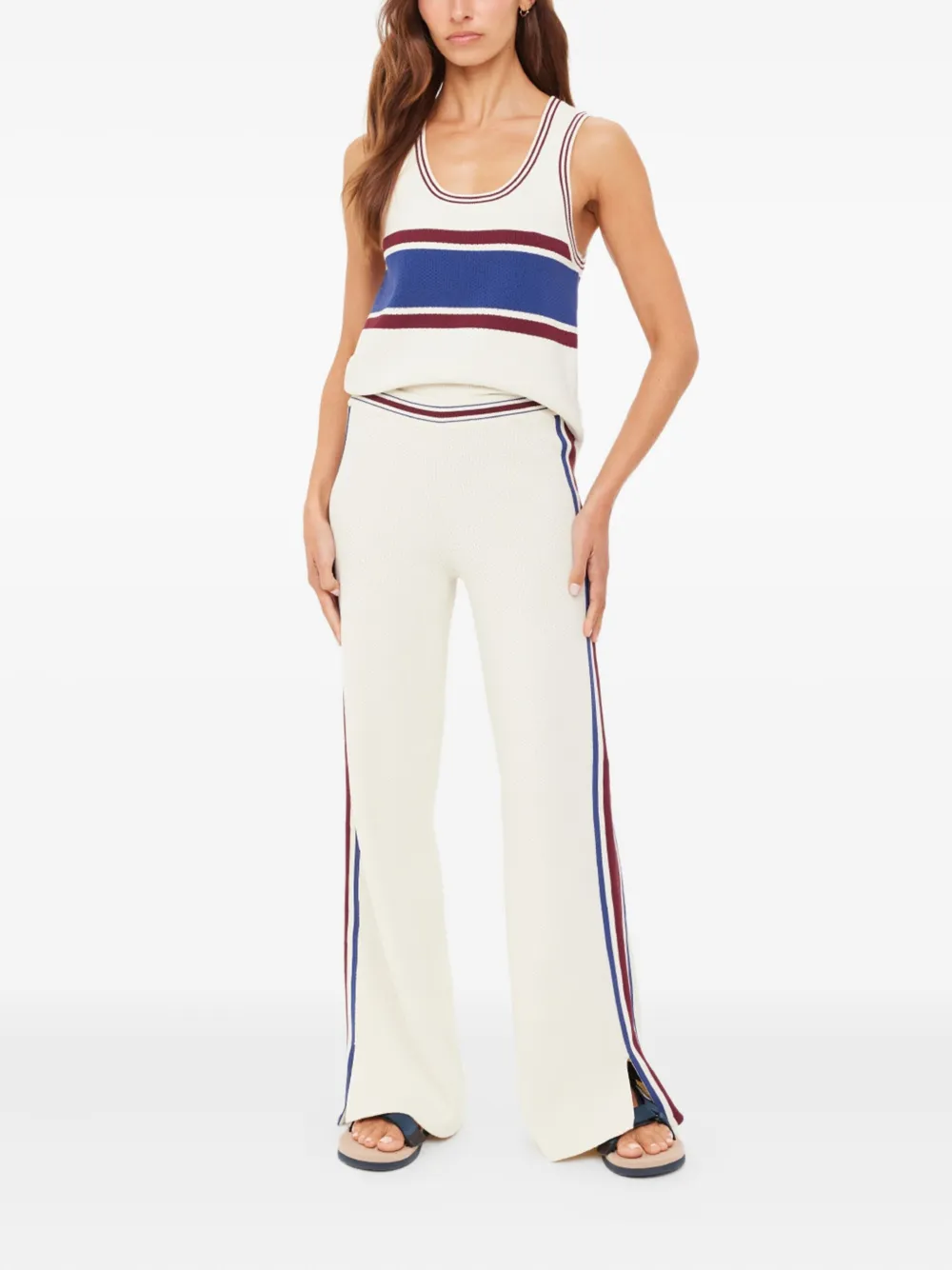 The Upside Adesa Kansas gestreepte gebreide broek - Wit