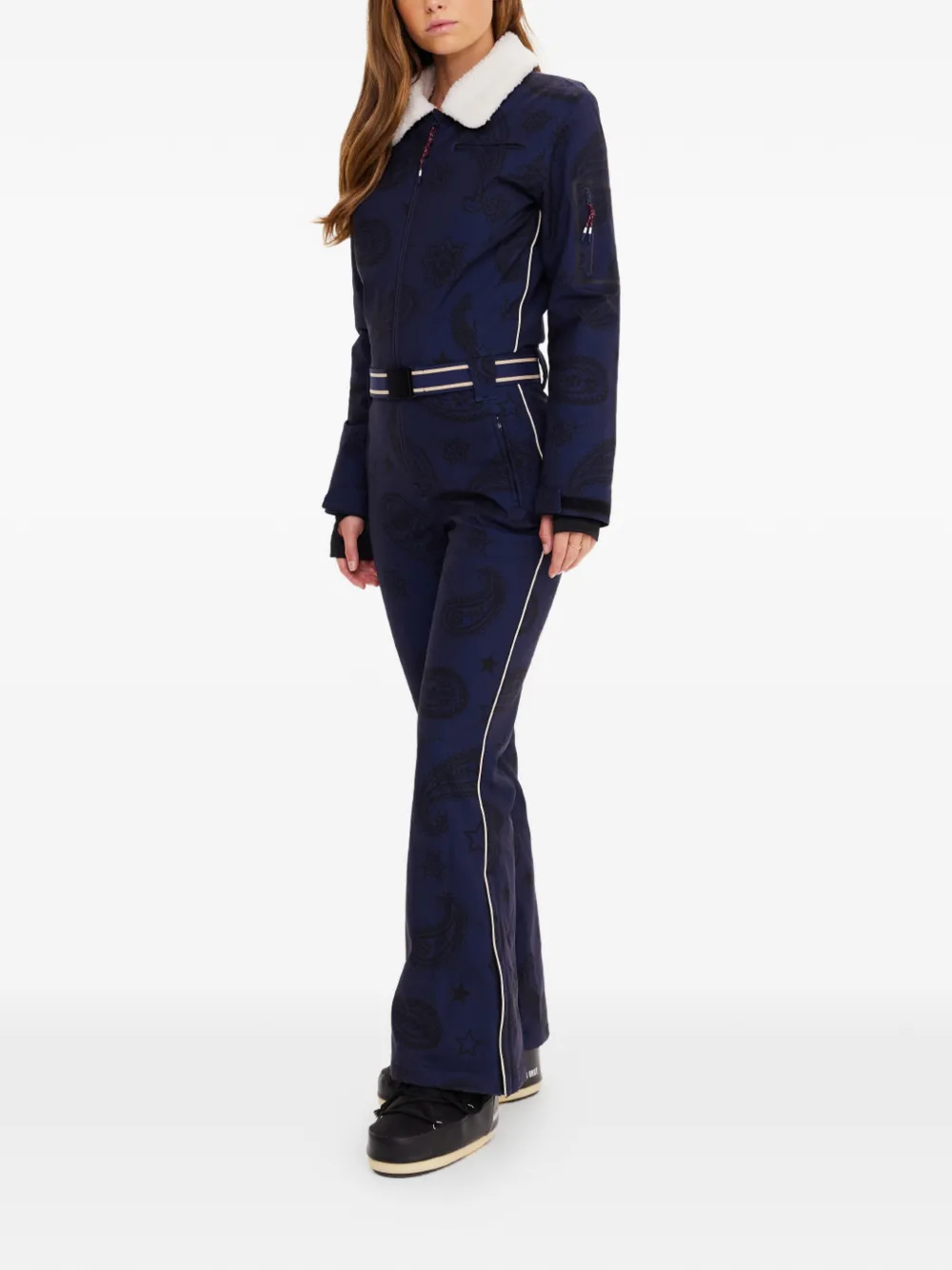 The Upside Hakuba Kiki Paisley-pattern Belted Ski Suit In Blue