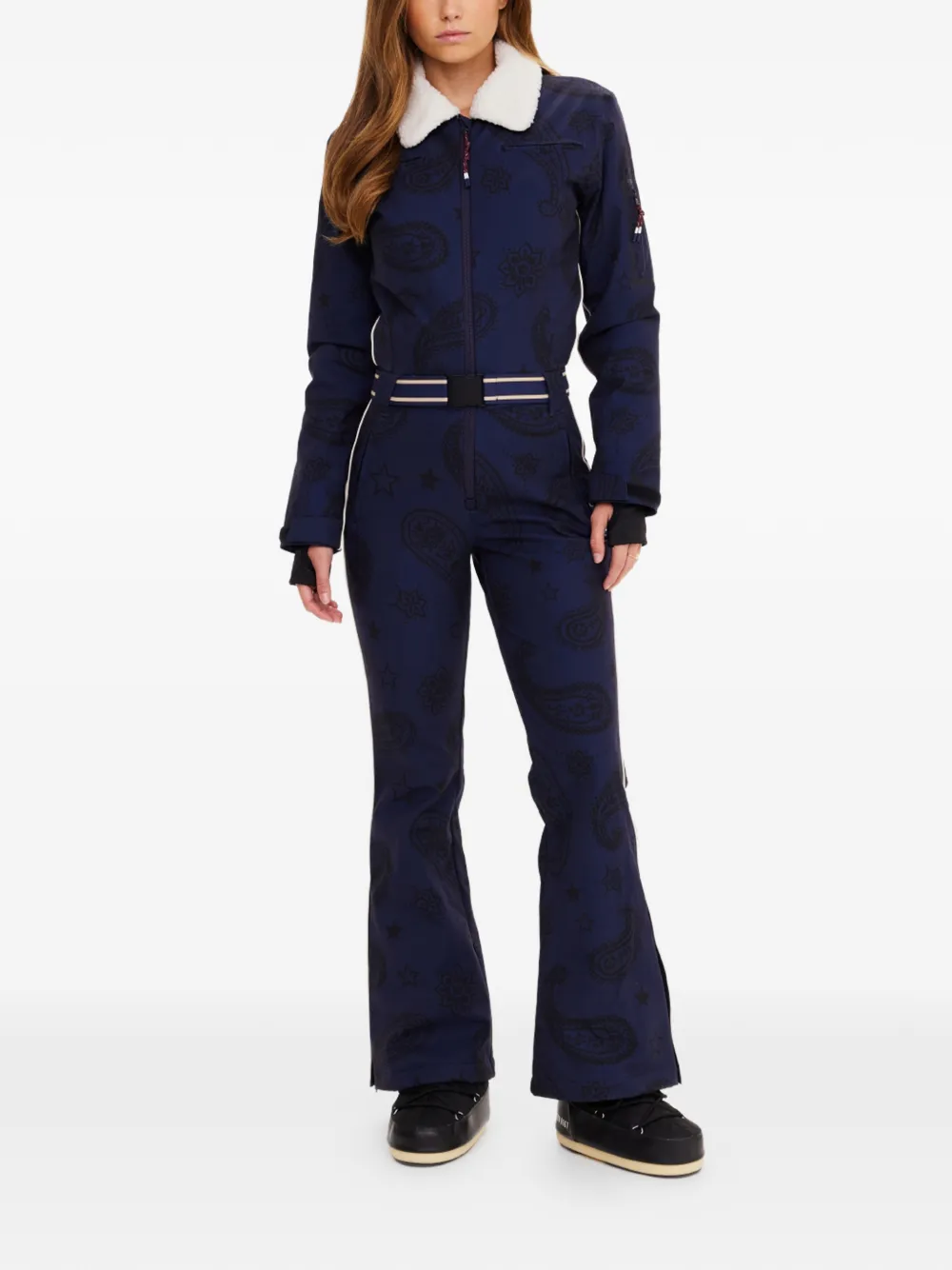 The Upside Hakuba Kiki Paisley-pattern Belted Ski Suit In Blue