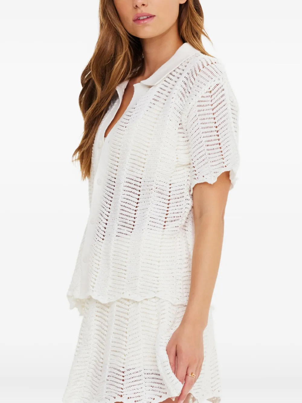 The Upside Agni Amayah Knit-buttoned Shirt In White