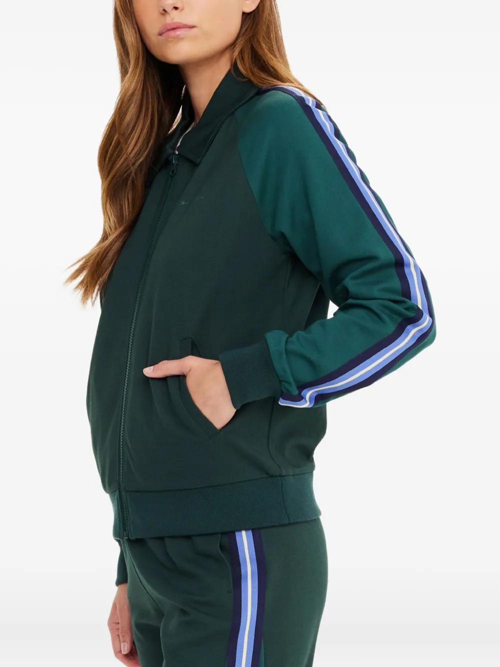 The Upside Maneki Pari Striped Zip Jacket In Green