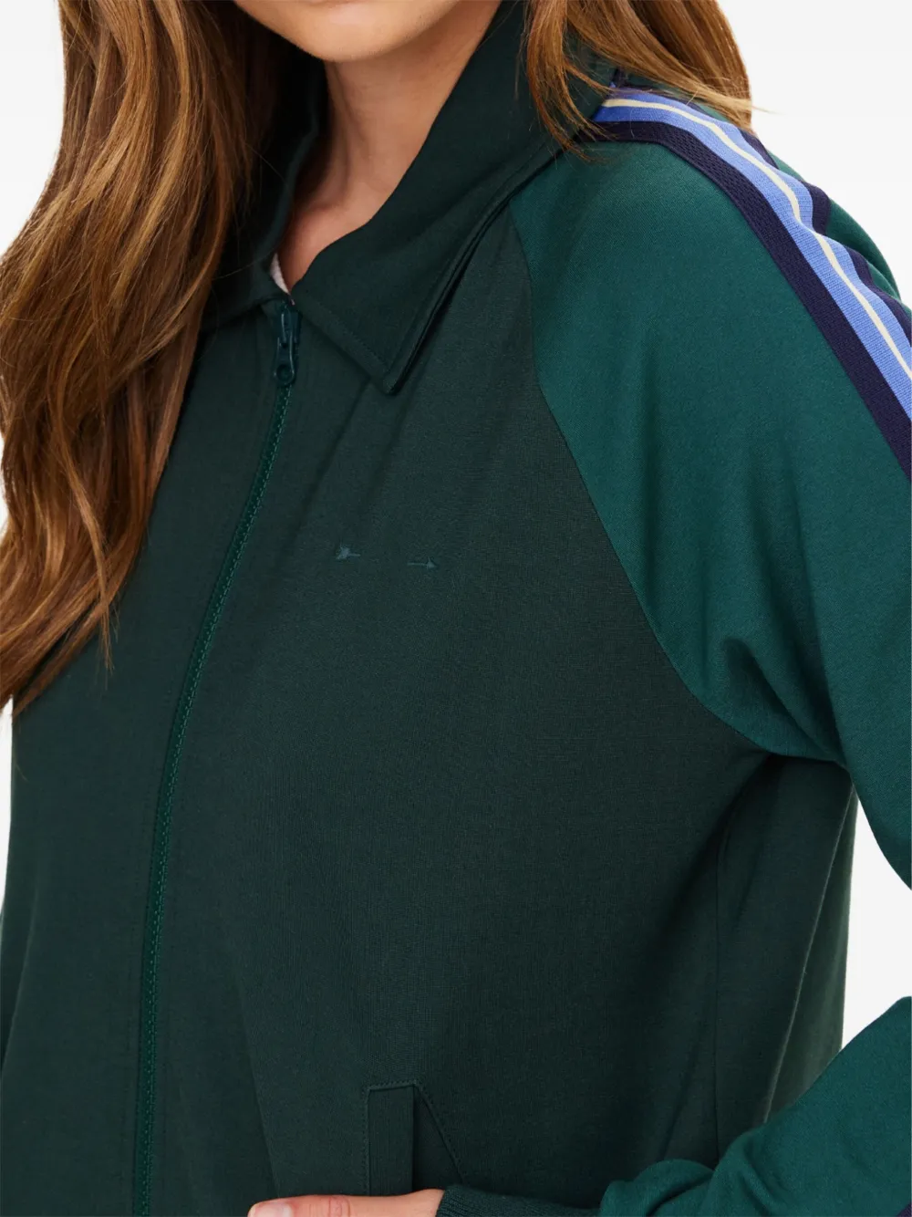 The Upside Maneki Pari Striped Zip Jacket In Green