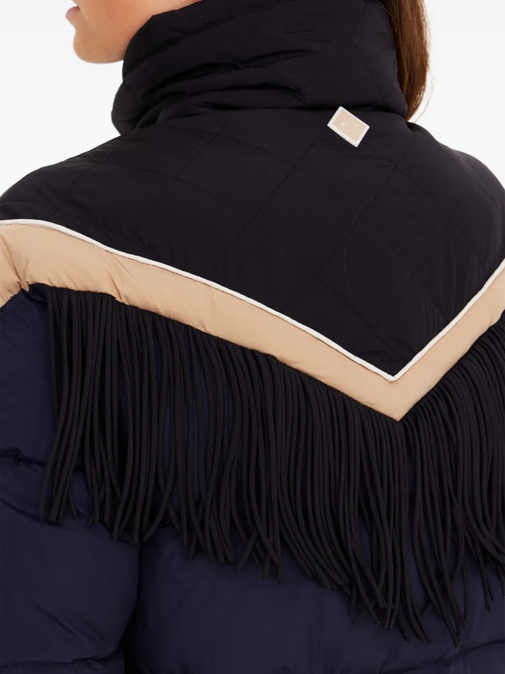 The Upside Hakuba Fox Fringe-detail Quilted Ski Jacket In Black