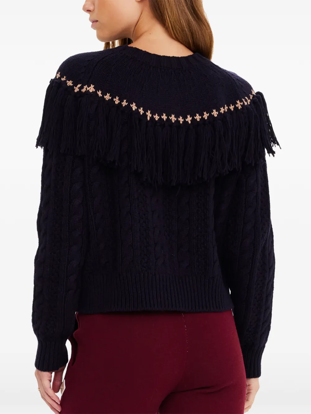 The Upside Clara tassle embroidered sweater Blauw