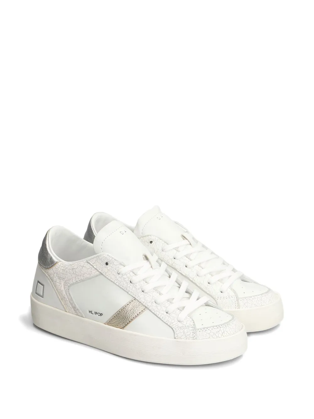 D.A.T.E. Sneakers met leren streep en textuur - Wit