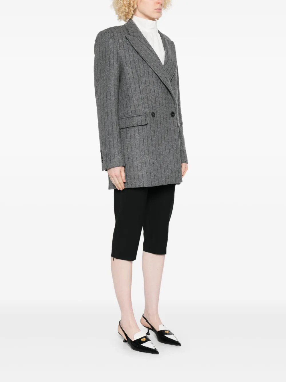Iro Pinstripe Double-breasted Blazer In Gray