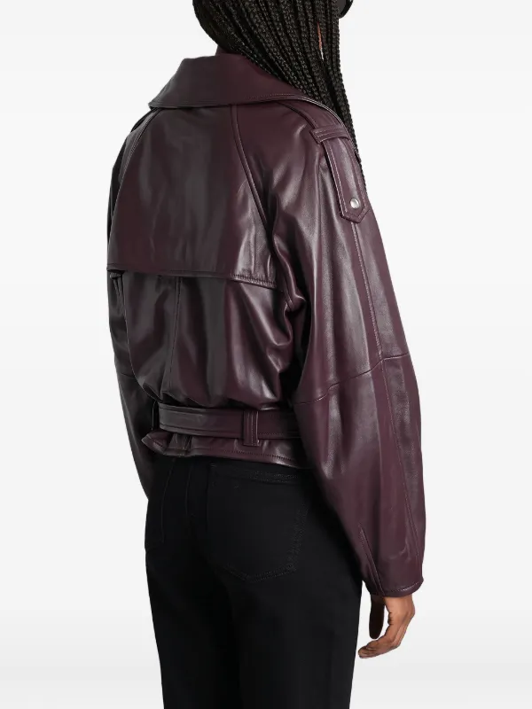 IRO Yuria Belted Leather Biker Jacket | Purple | FARFETCH