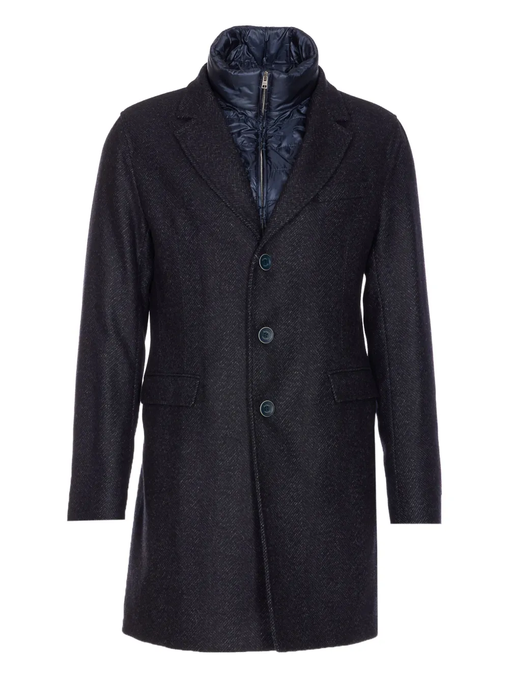 Herno herringbone single-breasted coat - ブルー Herno herringbone single-breasted coat - ブルー