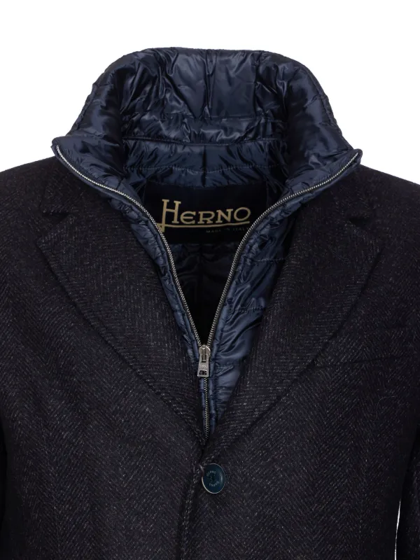 Herno ヘリンボーン シングルコート | ブルー | FARFETCH JP