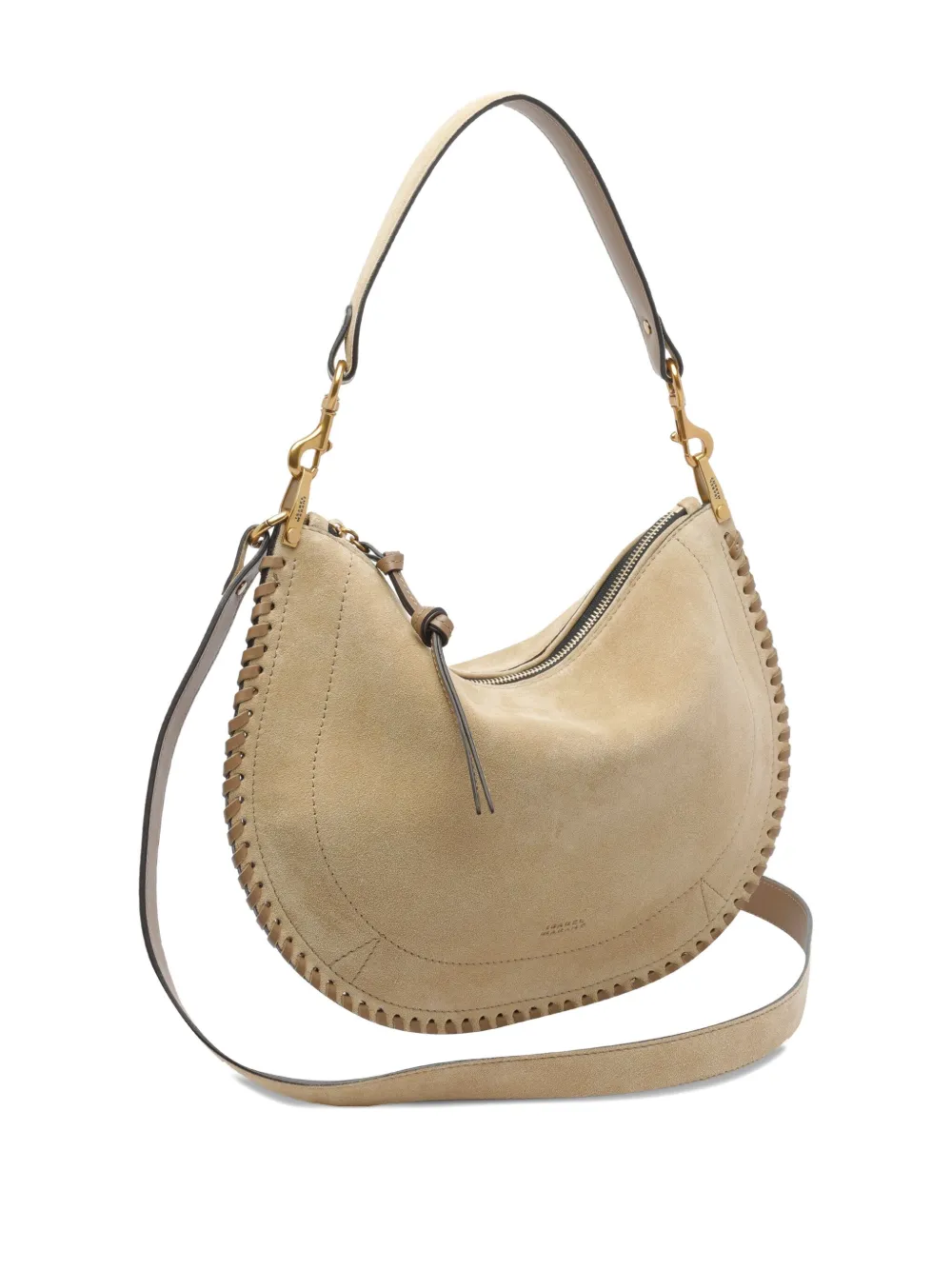 Isabel Marant Oskan Soft Suede Zip-fastening Shoulder Bag In Neutral