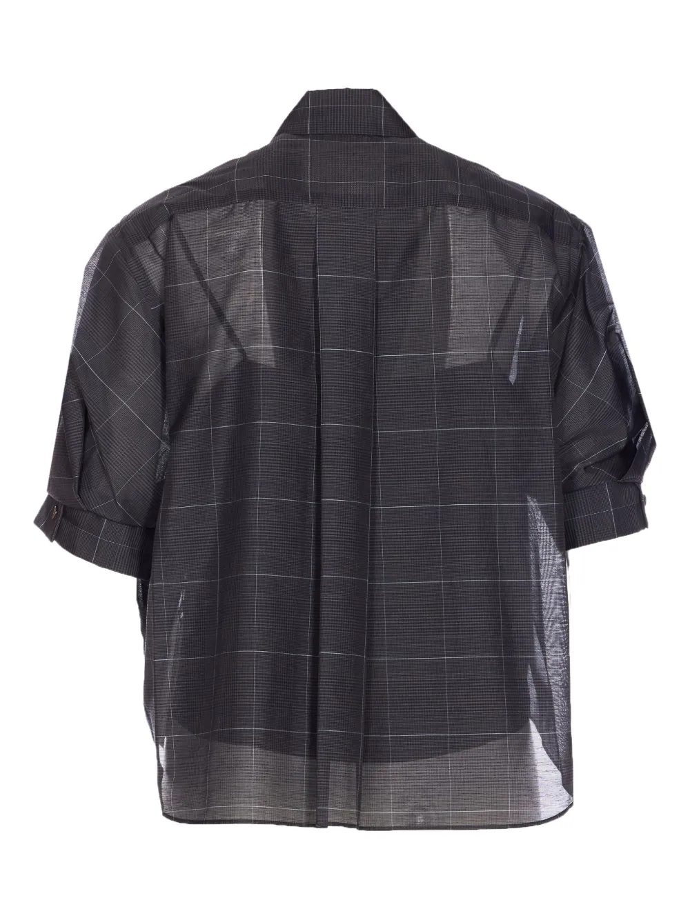 sacai glen-check short-sleeved shirt - グレー sacai glen-check short-sleeved shirt - グレー