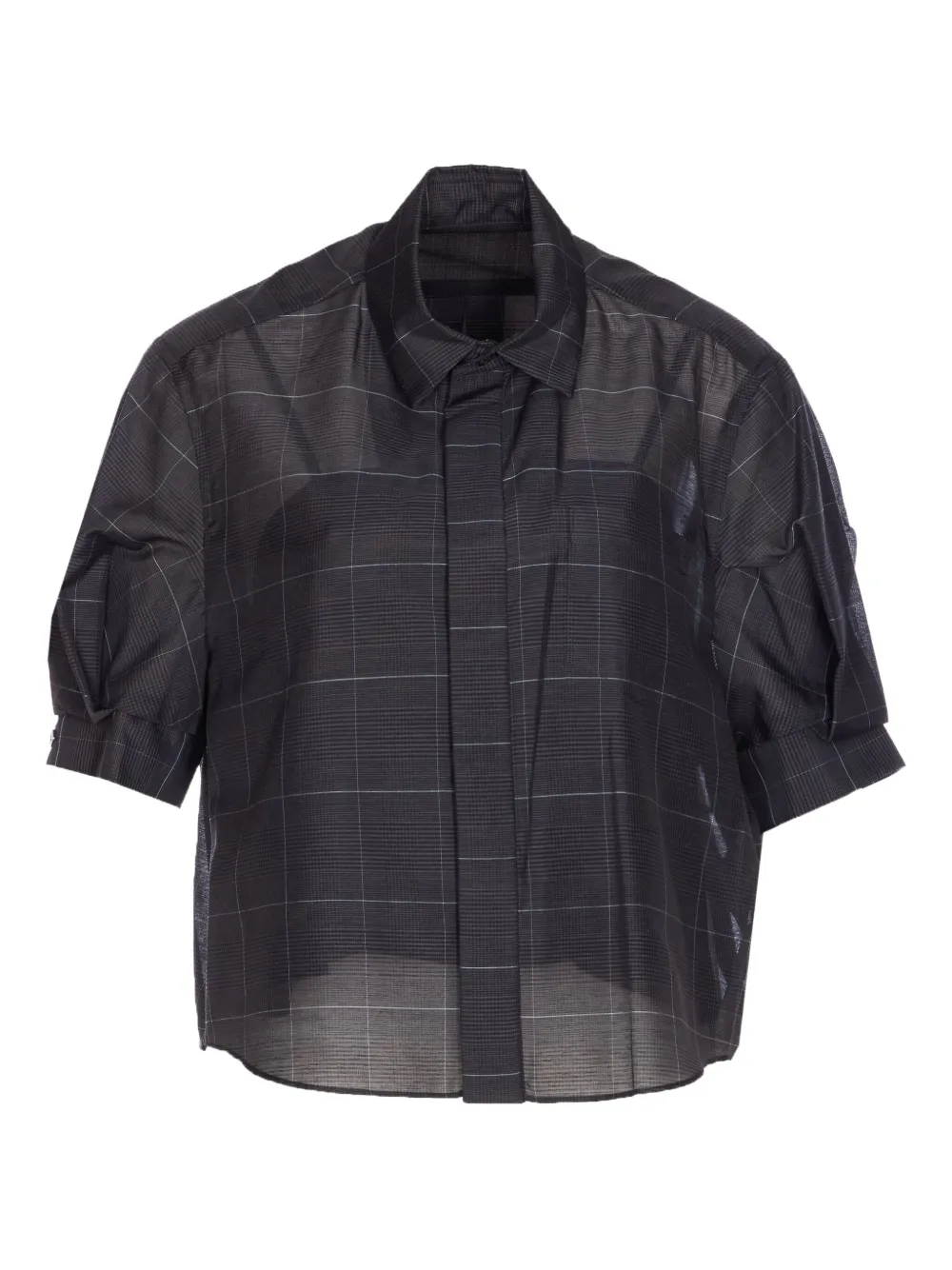sacai glen-check short-sleeved shirt | Grey | Image 1