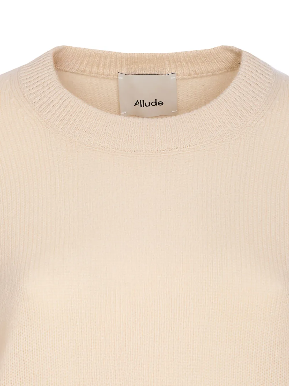 Allude Geribbelde sweater met ronde hals Beige