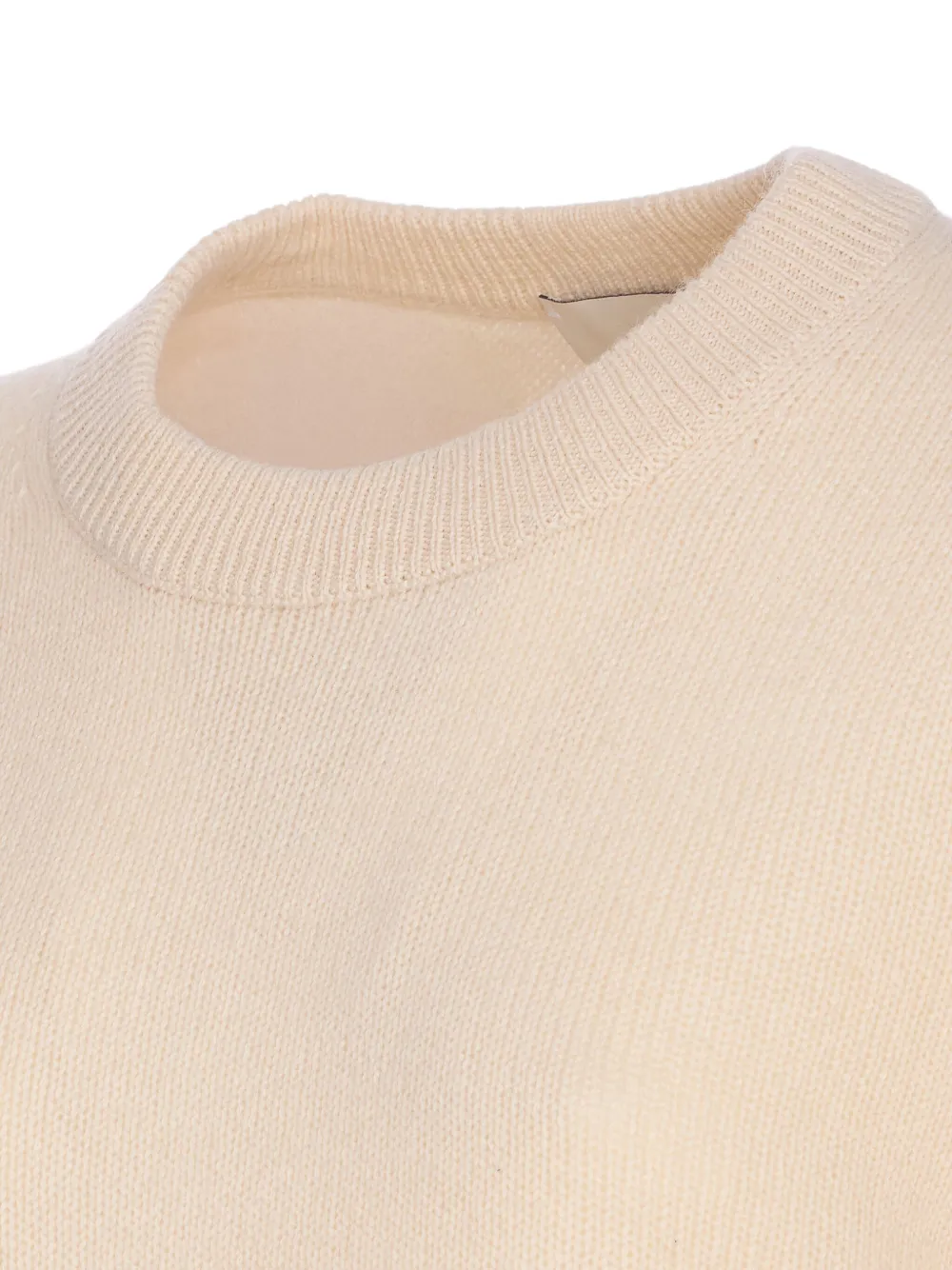 Allude Geribbelde sweater met ronde hals Beige