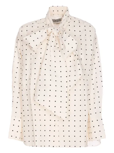 Essentiel Antwerp polka-dot bow-fastening blouse