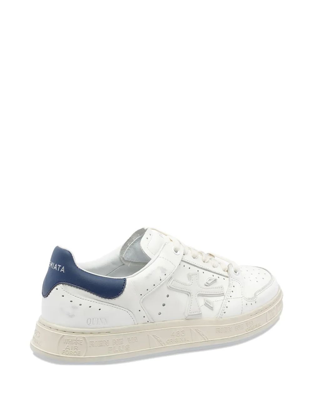 Premiata Low Top Leather Sneakers With Contrast Heel Tab In White