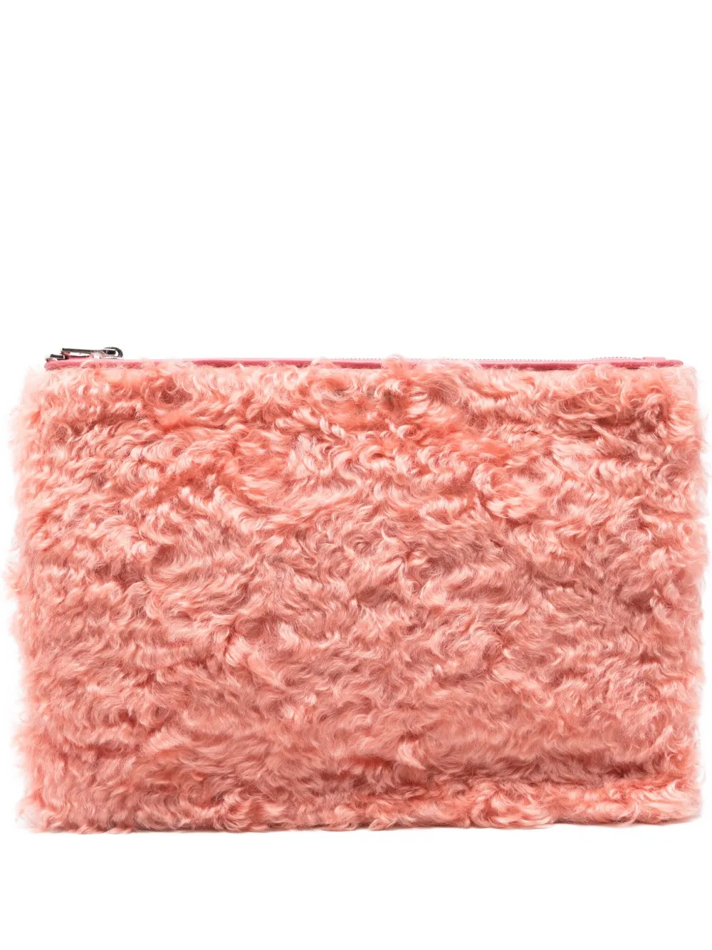 Miu Miu zip-top shearling clutch bag | rose | Image 1