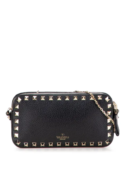 Valentino Garavani Pre-Owned 2010-2025 Pebbled Calfskin Rockstud Double Zip Chain Pouch crossbody bag