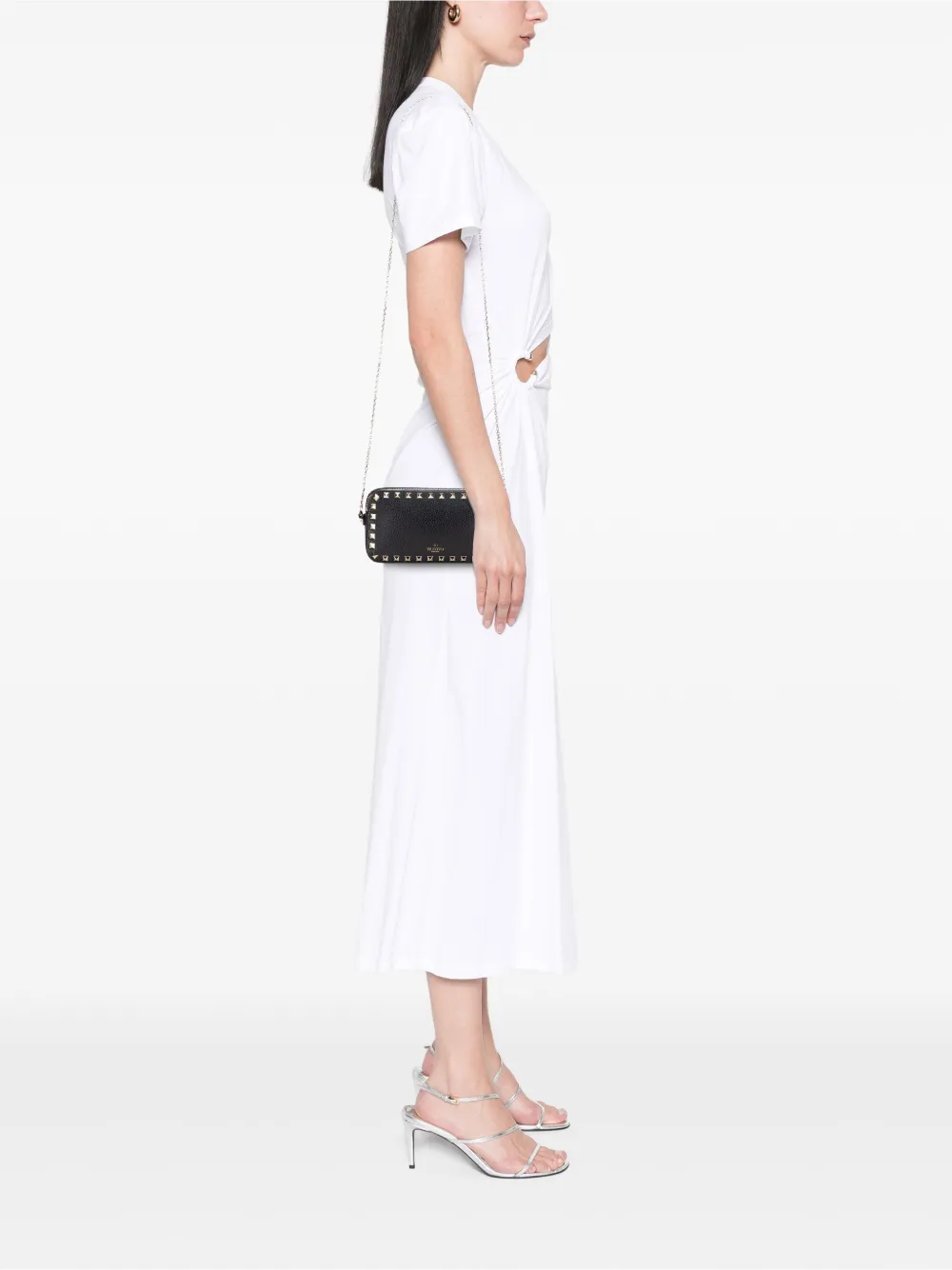 Valentino Garavani Pre-Owned 2010-2025 Pebbled Calfskin Rockstud Double Zip Chain Pouch crossbody bag | Pre-Owned | Image 2
