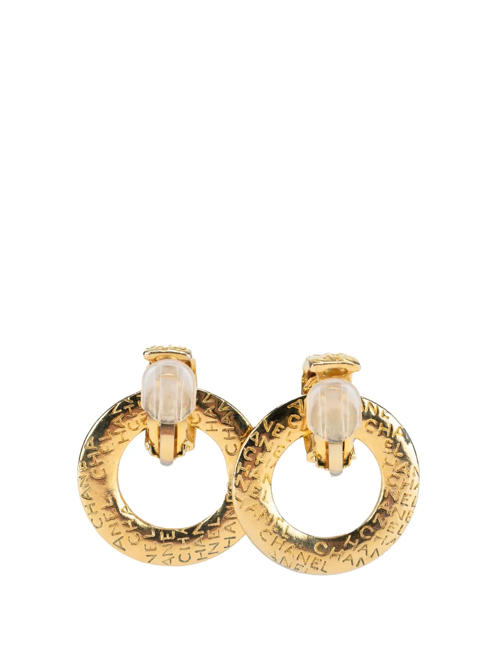 CHANEL Pre-Owned 1970-1980 Gold Plated Door Knocker Clip On Earrings costume earrings | Image 2