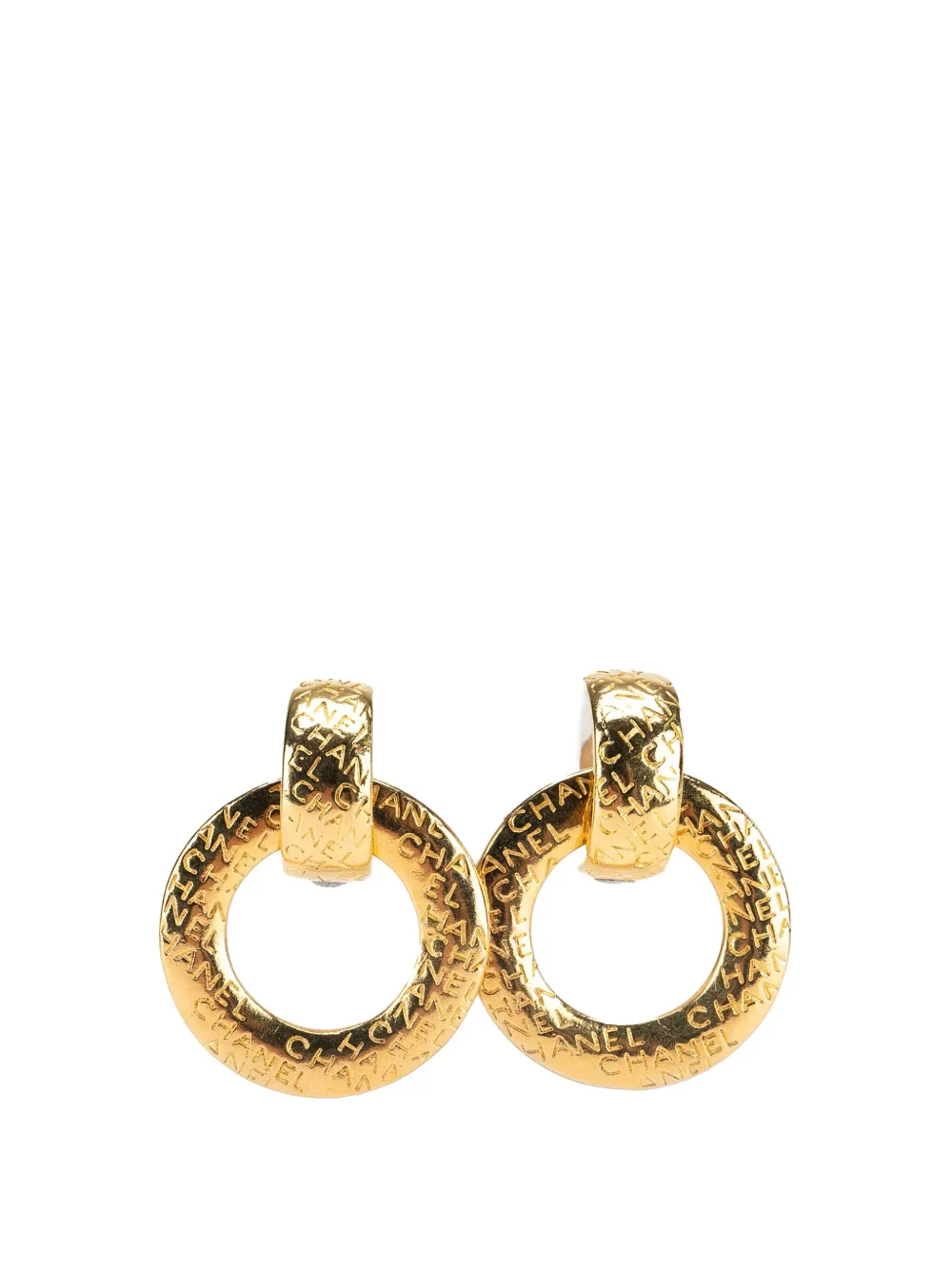 CHANEL Pre-Owned 1970-1980 Gold Plated Door Knocker Clip On Earrings CHANEL Pre-Owned 1970-1980 Gold Plated Door Knocker Clip On Earrings