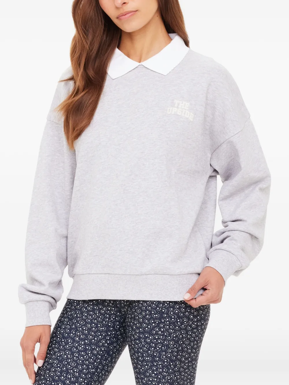 The Upside Trui met ronde hals en kraag Grijs
