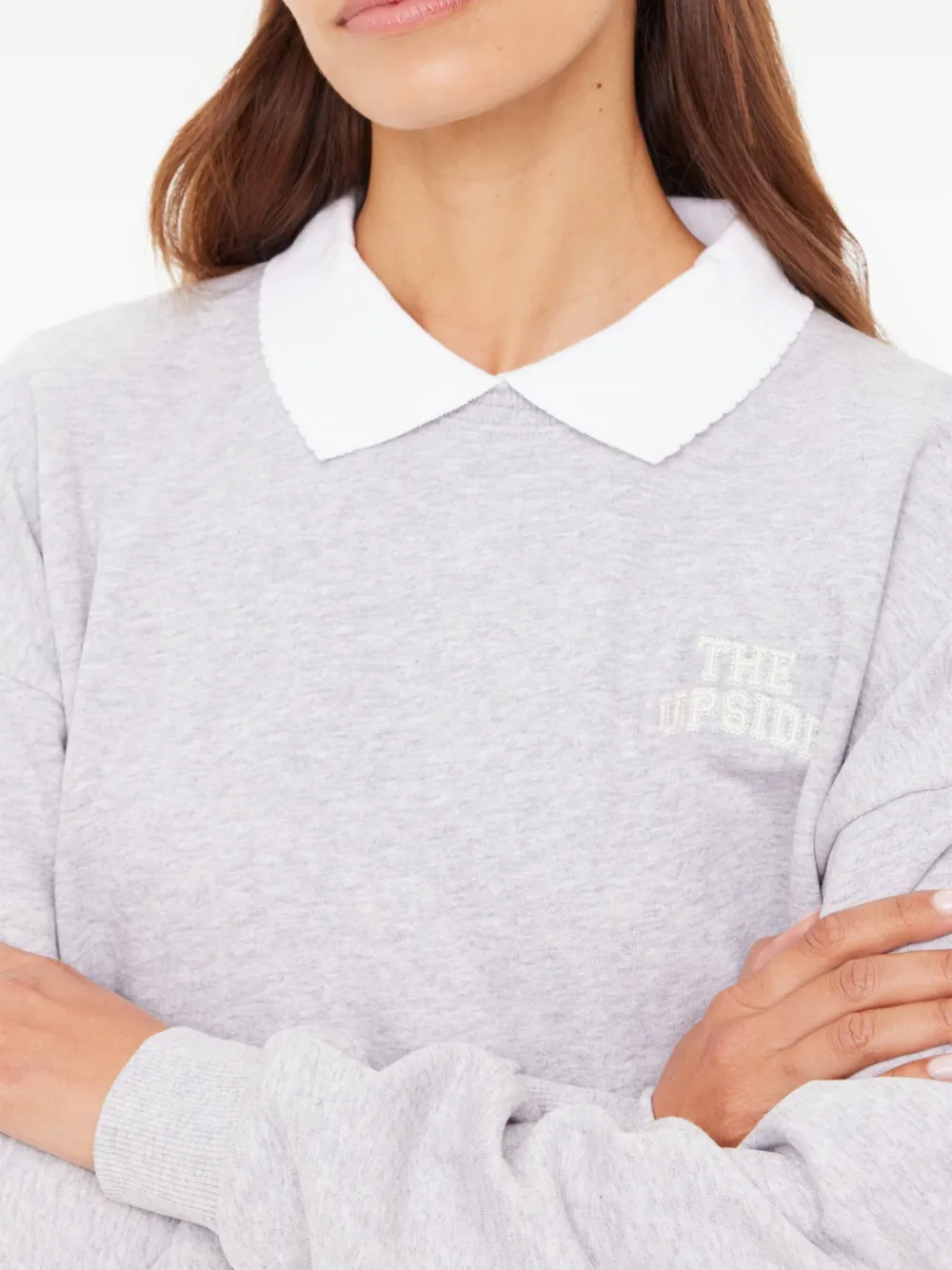 The Upside Trui met ronde hals en kraag Grijs